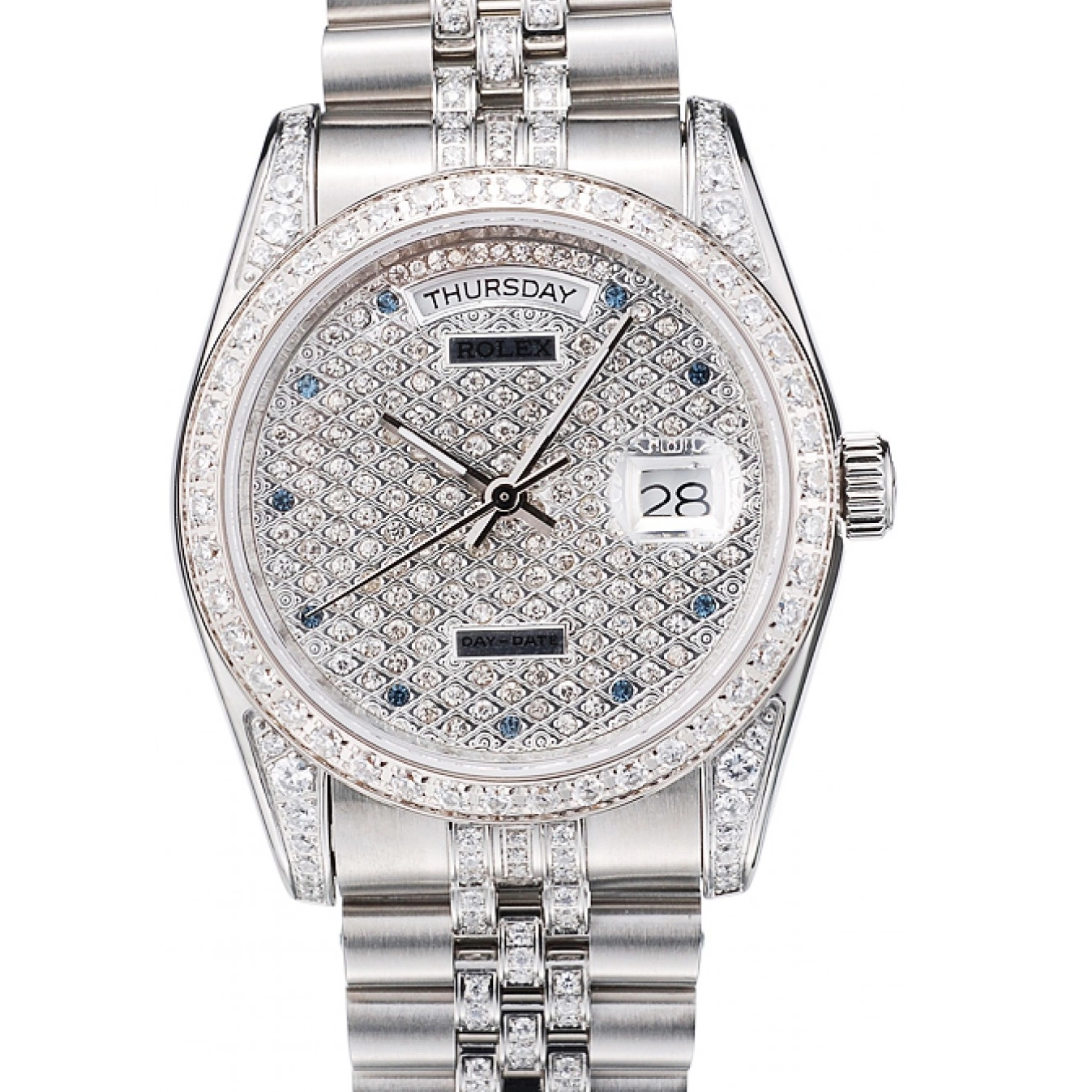 AAA Replica Watches Steel Bracelet Rolex 41985 Diamond Plated Dial Stainless DayDate Plated Diamond 0629